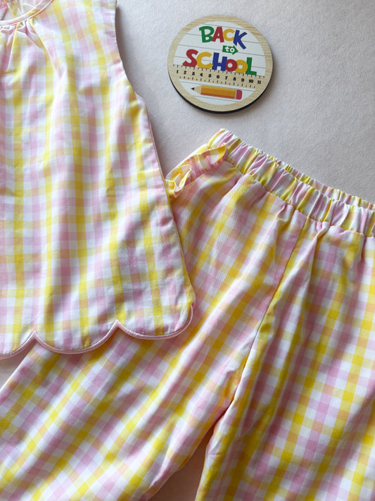Scalloped Top and Pants Set