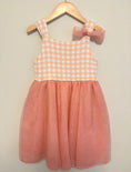Load image into Gallery viewer, Bamboo Bunny Ears with Bow -  Tulle Skirt Twirl Dress in Gingham Print
