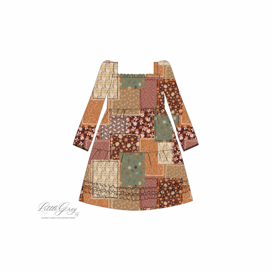 PRE-ORDER Clara Dress - Fall Patchwork
