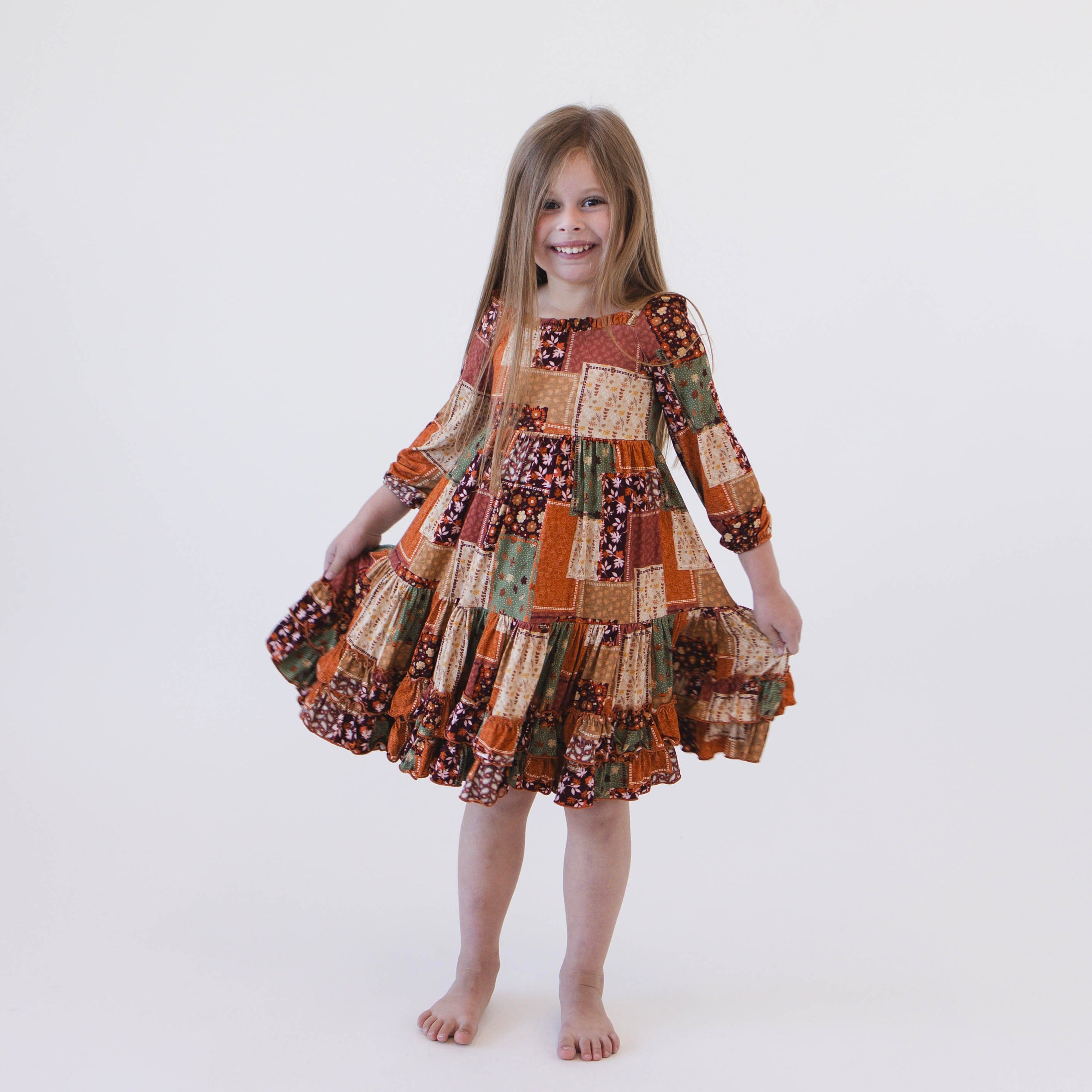 Clara Dress - Bamboo Fall Patchwork