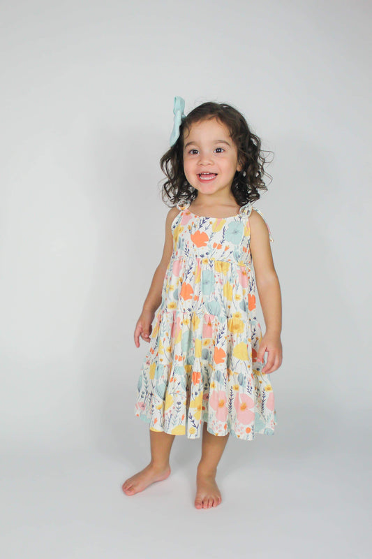 Tie Tiered Bamboo Dress - Poppy