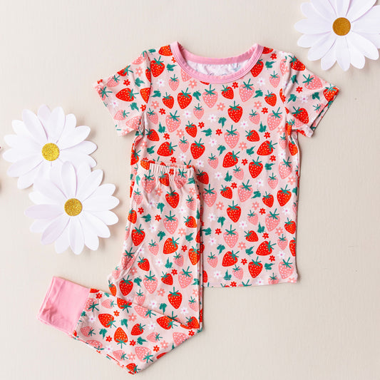 Bamboo Short Sleeve Pajama Set- Strawberry