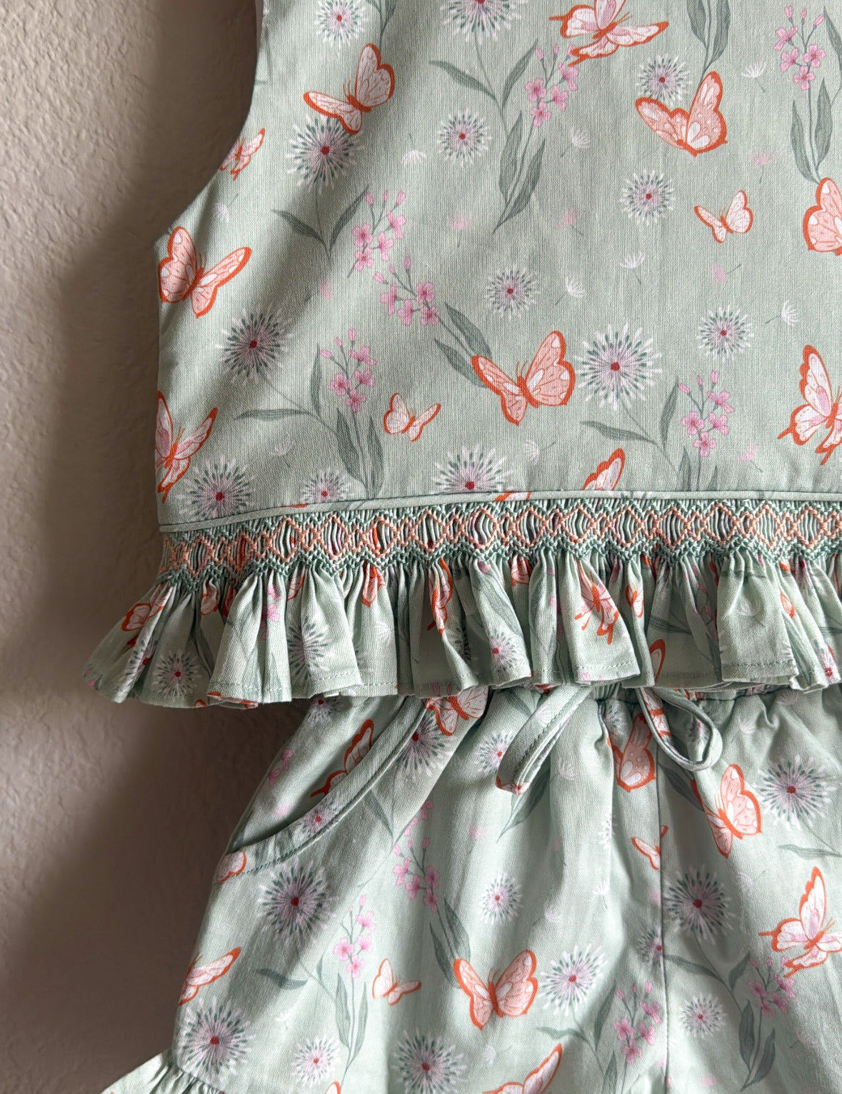 Sunny Set - Hand smocked - Dandelion and Butterflies