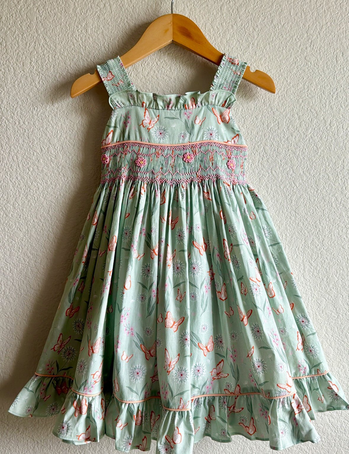 Sienna Dress - Hand smocked - Dandelion and Butterflies