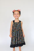 Load image into Gallery viewer, Tie Twirl Dress and Solid Black Bike Short Set - Hyacinth Floral Black Bamboo
