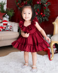 Load image into Gallery viewer, Handmade Ruffle Sleeves Dress - Maroon
