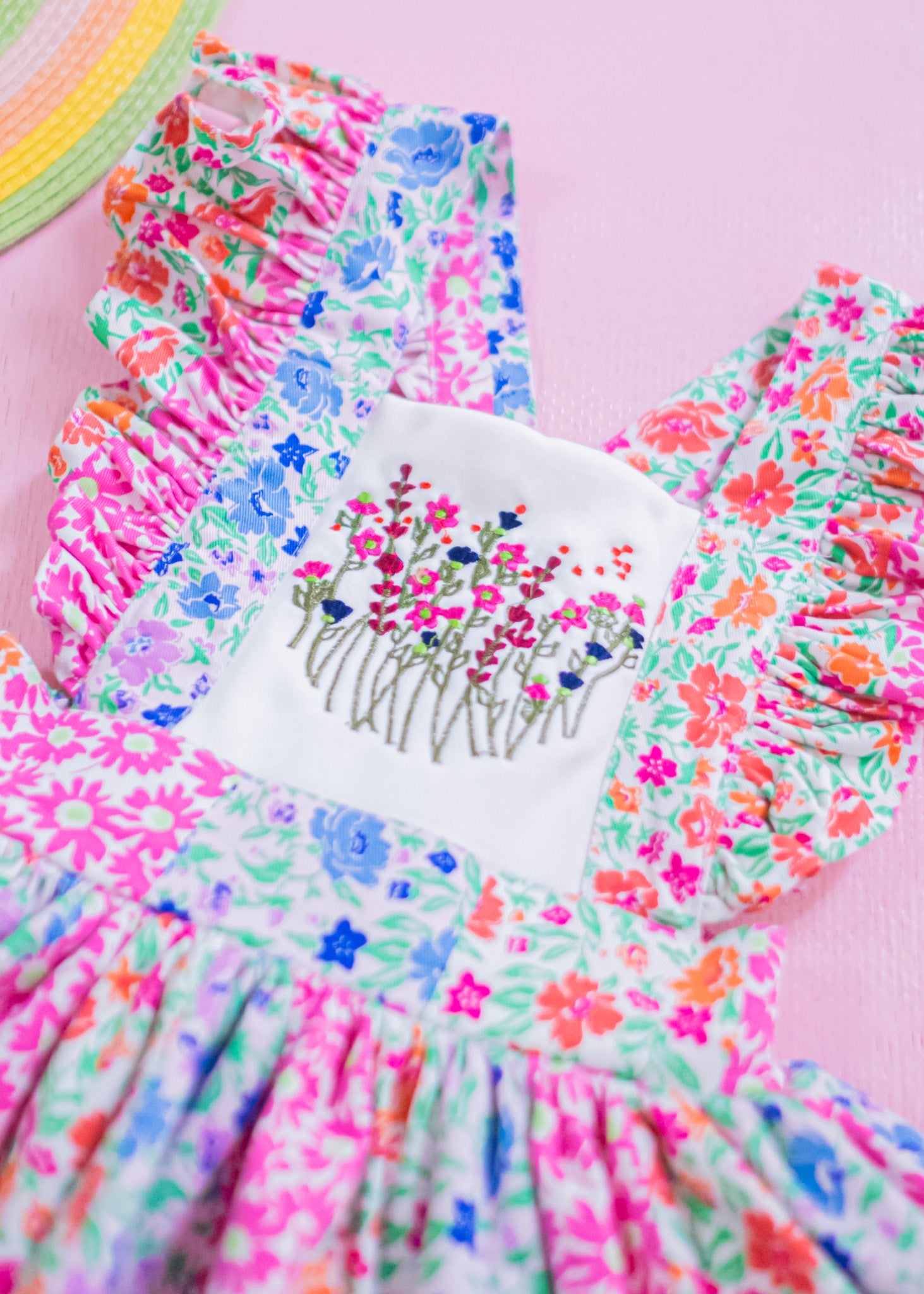 Floral Garden Patch Embroidered Pinafore Dress