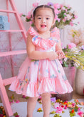 Load image into Gallery viewer, Handmade Ruffle Sleeves Dress -Pink Floral
