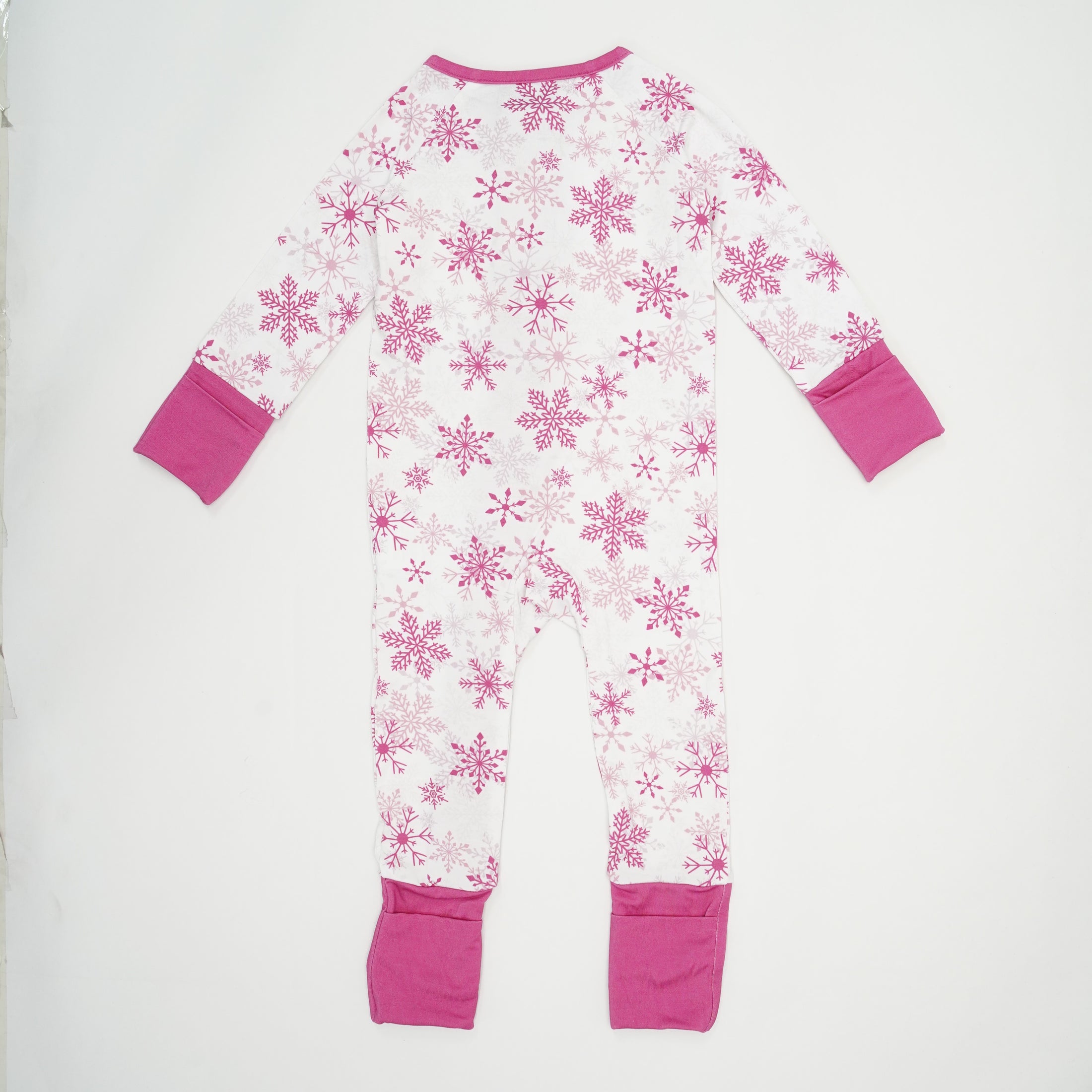 Holiday Romper- Pink Snowflakes