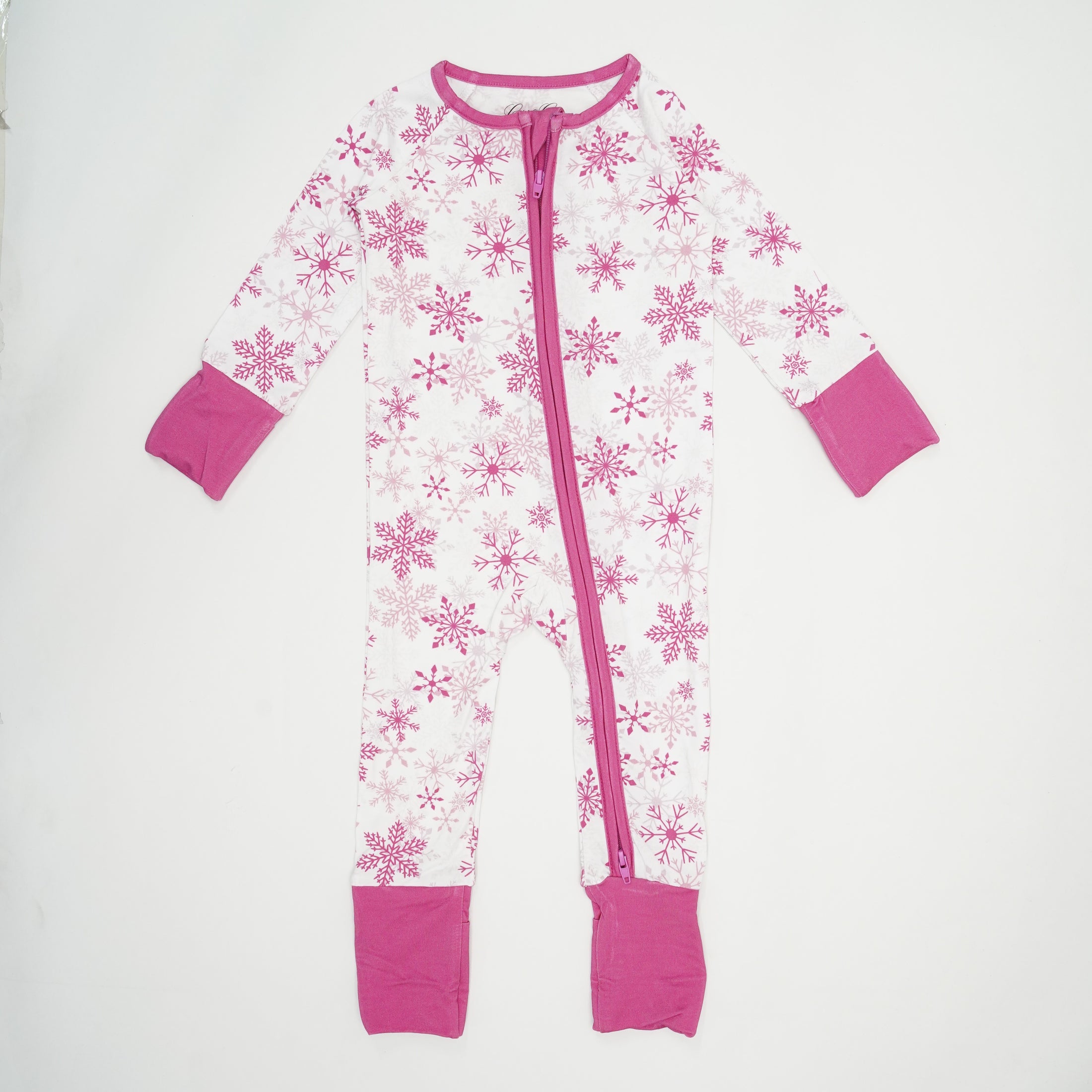 Holiday Romper- Pink Snowflakes