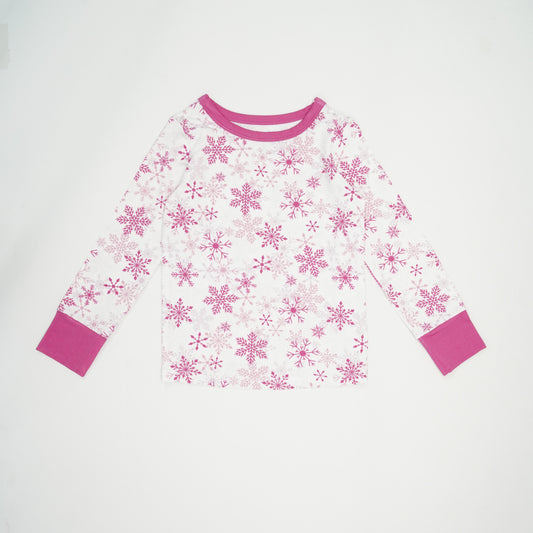 Holiday Pjs Set- Pink Snowflakes