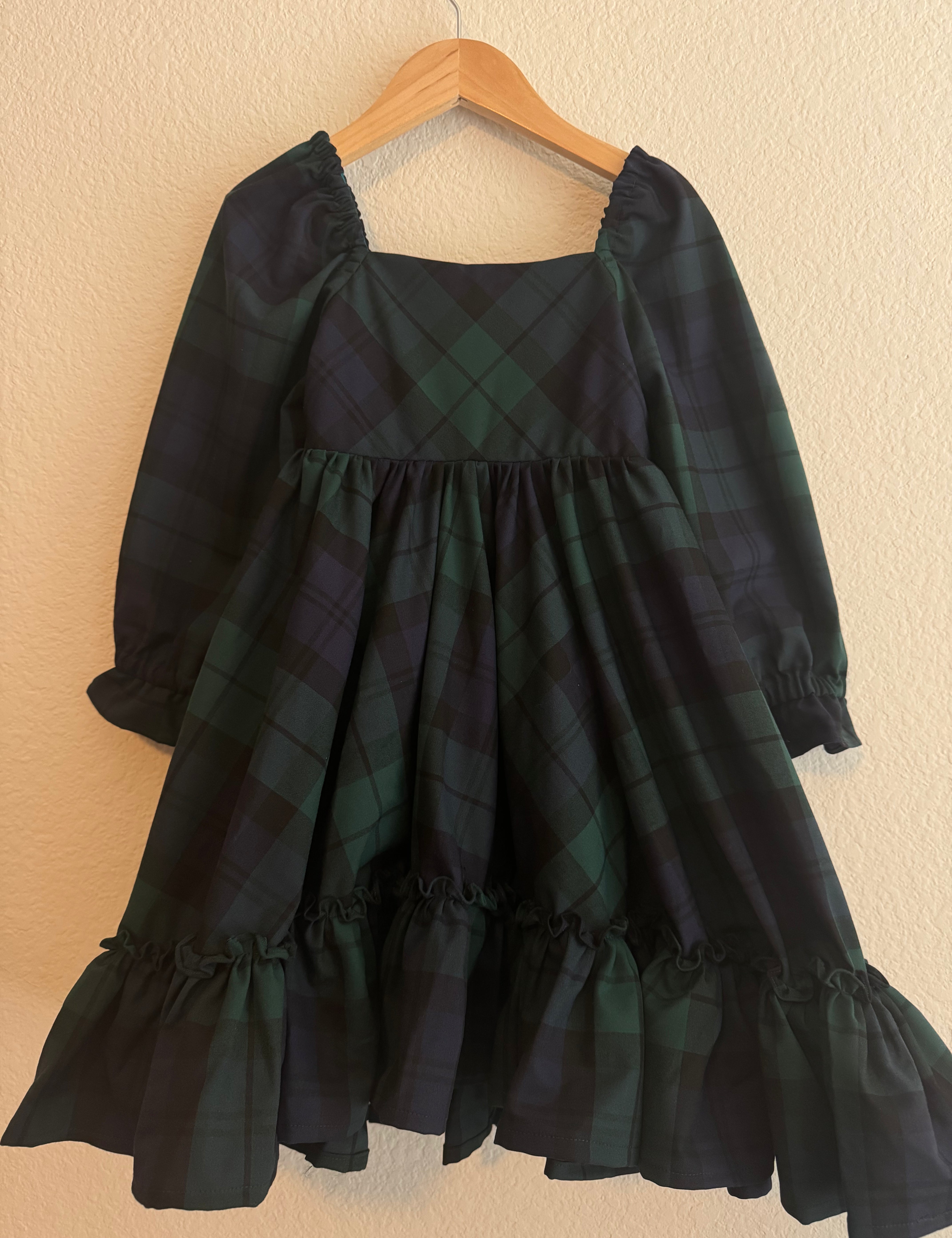 Eloise Long Sleeve Ruffle Twirl Dress - Plaid