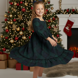 Eloise Long Sleeve Ruffle Twirl Dress - Plaid