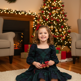 Eloise Long Sleeve Ruffle Twirl Dress - Plaid