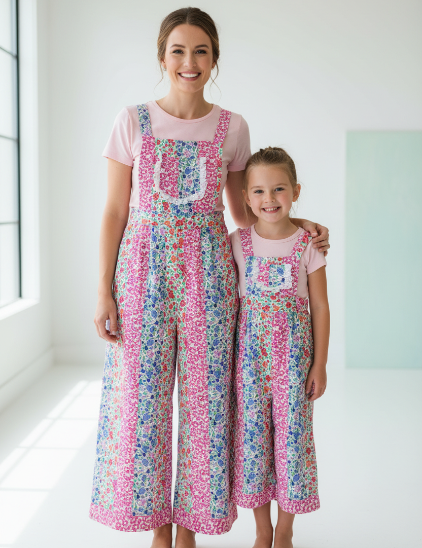 Willow Crossback Jumpsuit- Floral Garden Patch - Mommy and Me