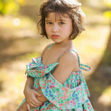 Maxene Bow Off Shoulder or Tie Strap Dress - Blue