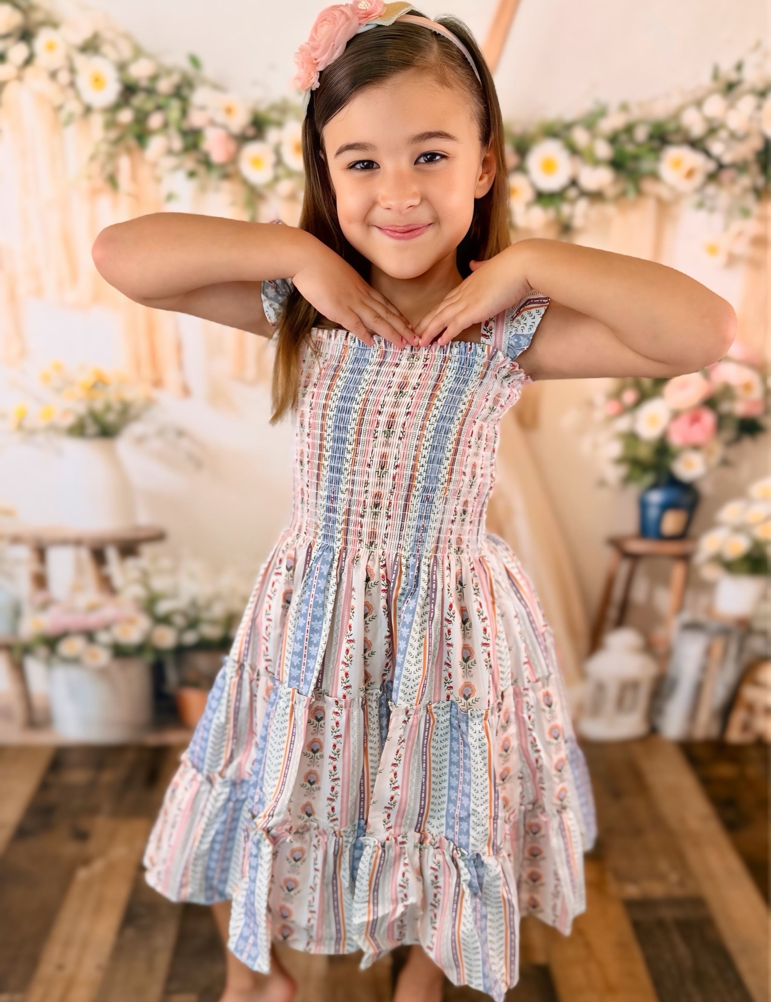 Sun Dress - Floral Stripes