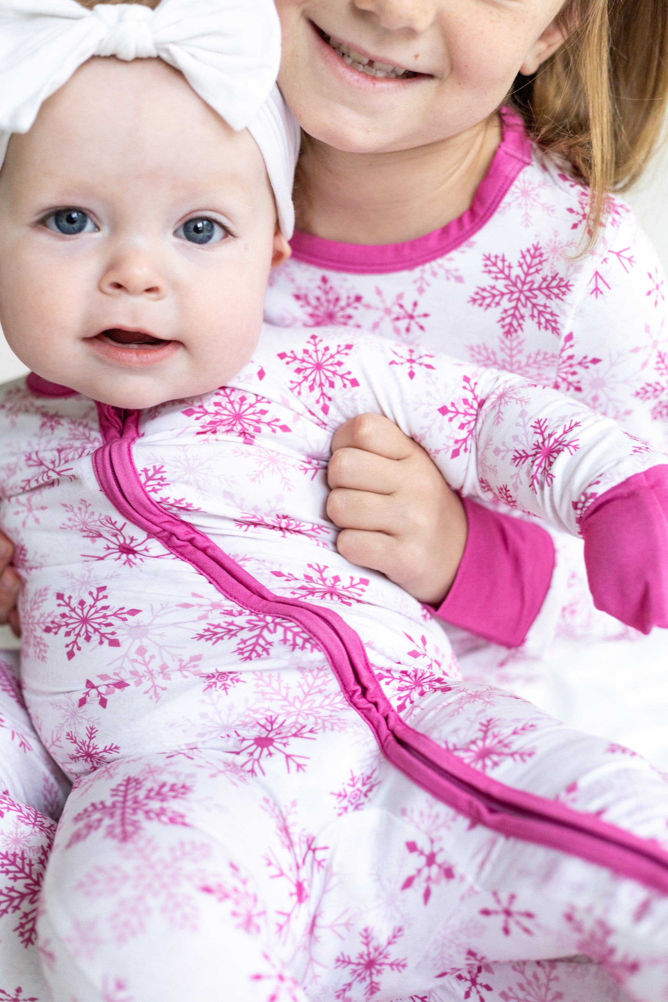 Holiday Romper- Pink Snowflakes