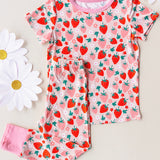 Short Sleeve Pajama Set- Bamboo Strawberry
