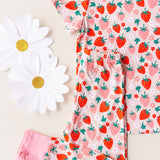 Short Sleeve Pajama Set- Bamboo Strawberry