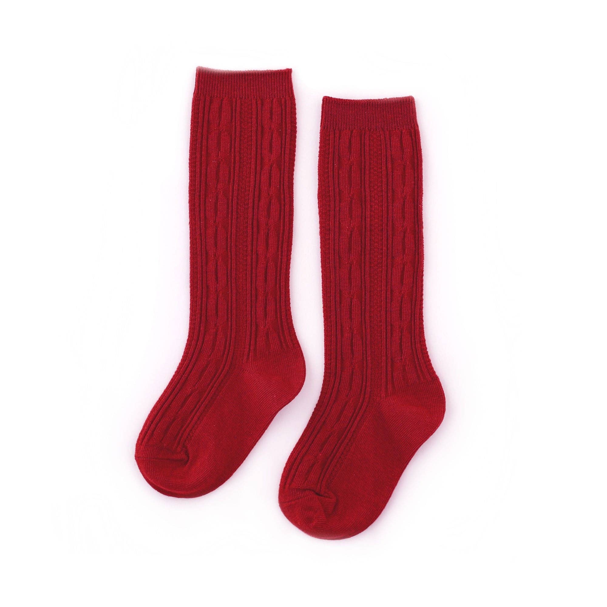 Little Stocking Co. - Cherry Cable Knit Knee High Socks